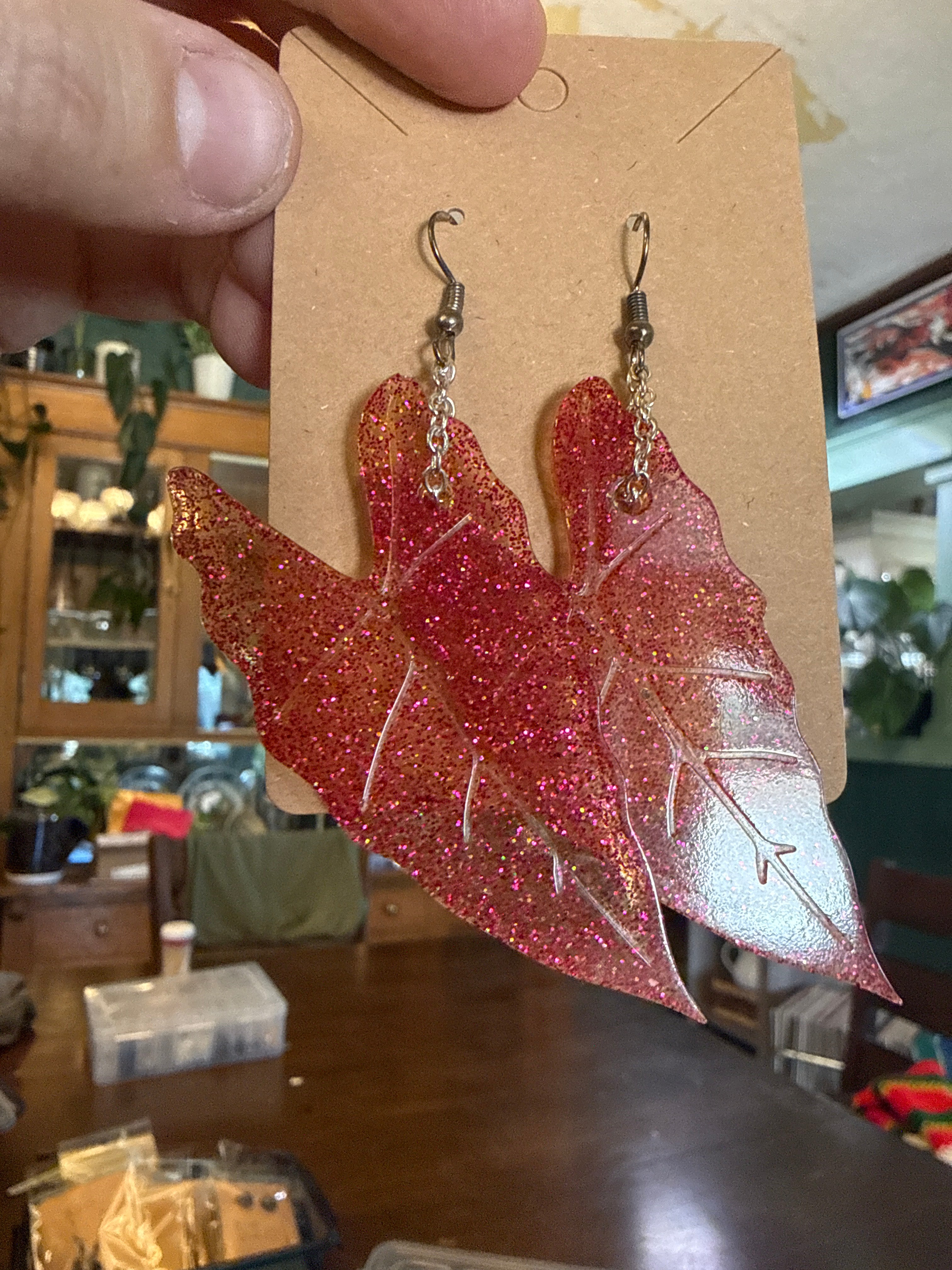 Handmade Sparkling Hot Pink Resin Earrings