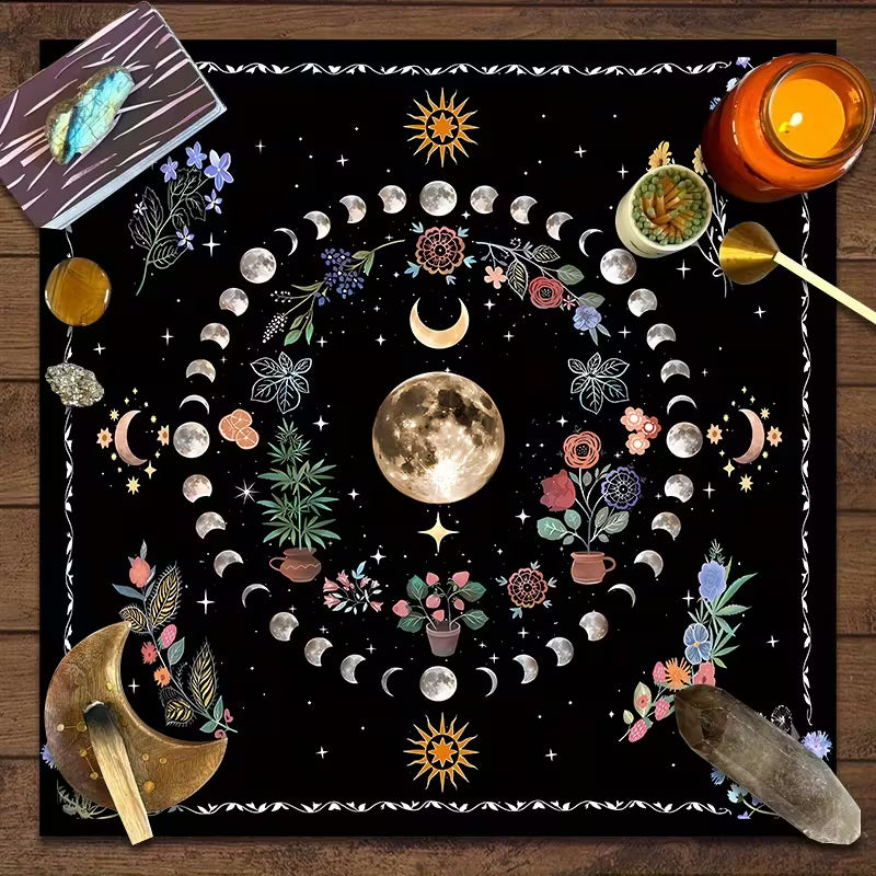 Moon Phase Flower Alter Cloth