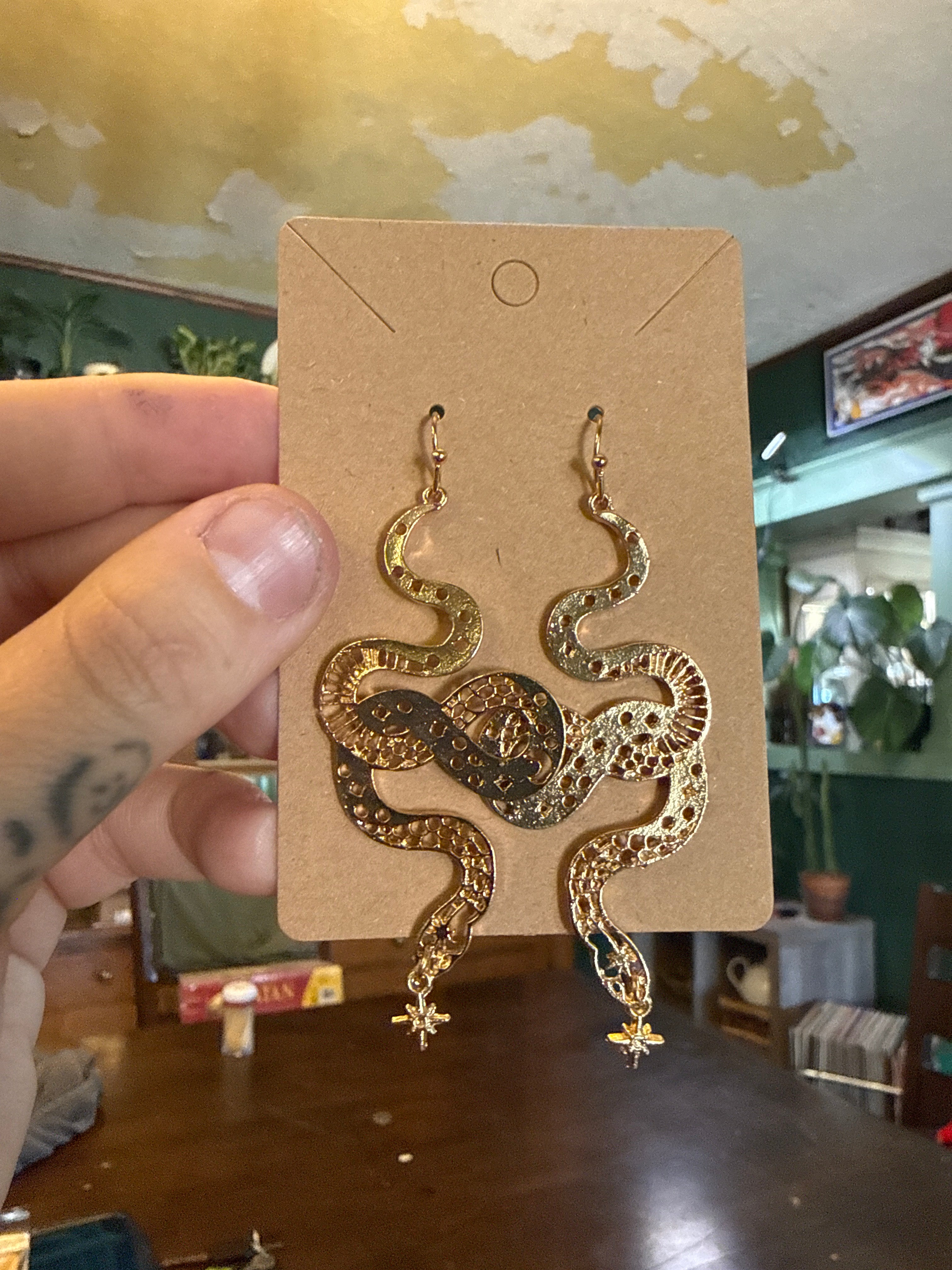 Gold Color Snake Earrings