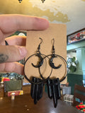 Black Moon Crystal Dangling Hoop Earrings