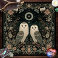 Mystical Owl Moon Flower Alter Cloth