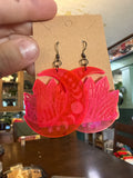 Handmade Hot Pink Moon Crystal Resin Earrings