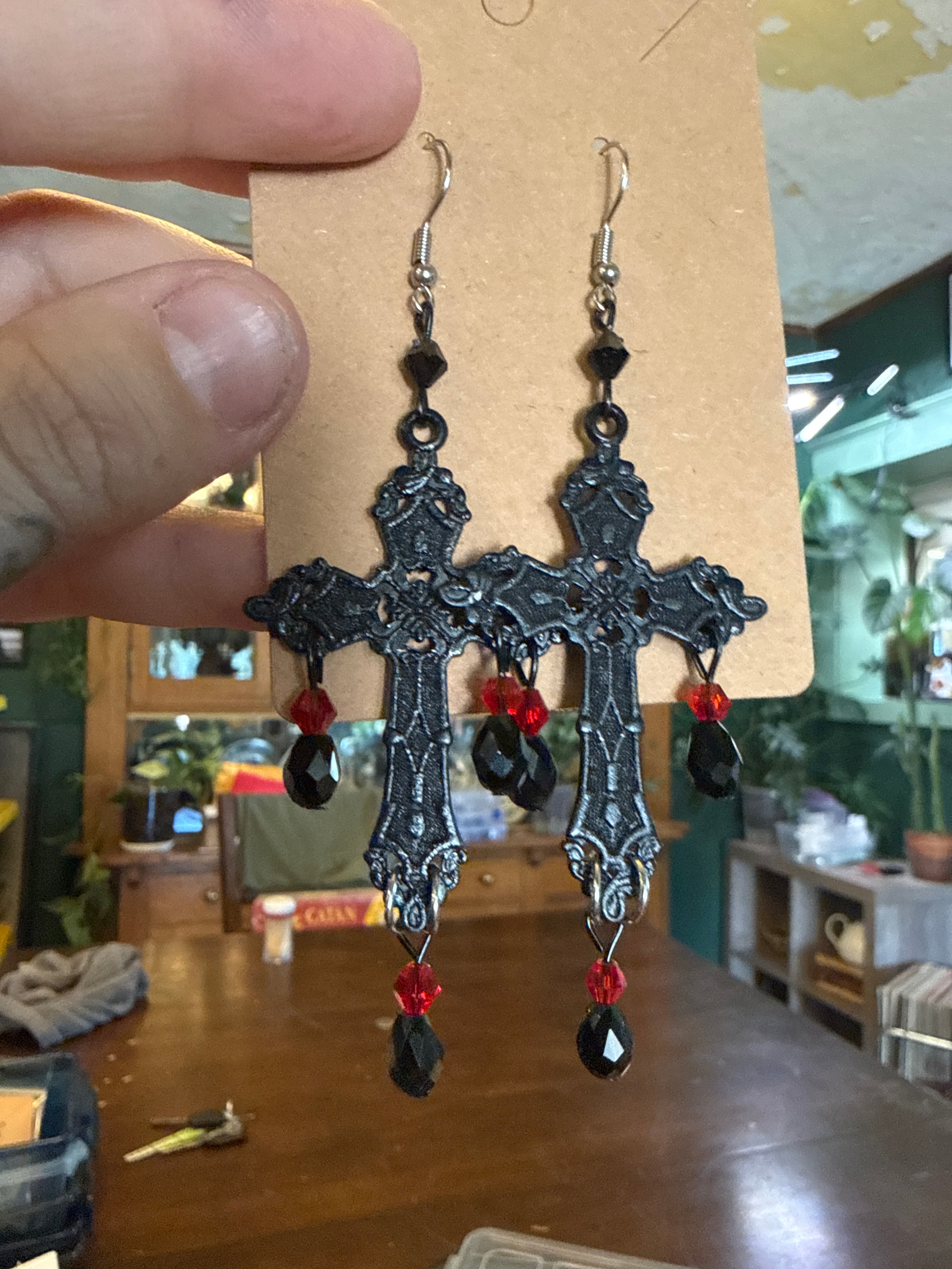 Goth Cross Dangling Earrings