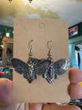 Deaths Head Moth Dangling Earrings