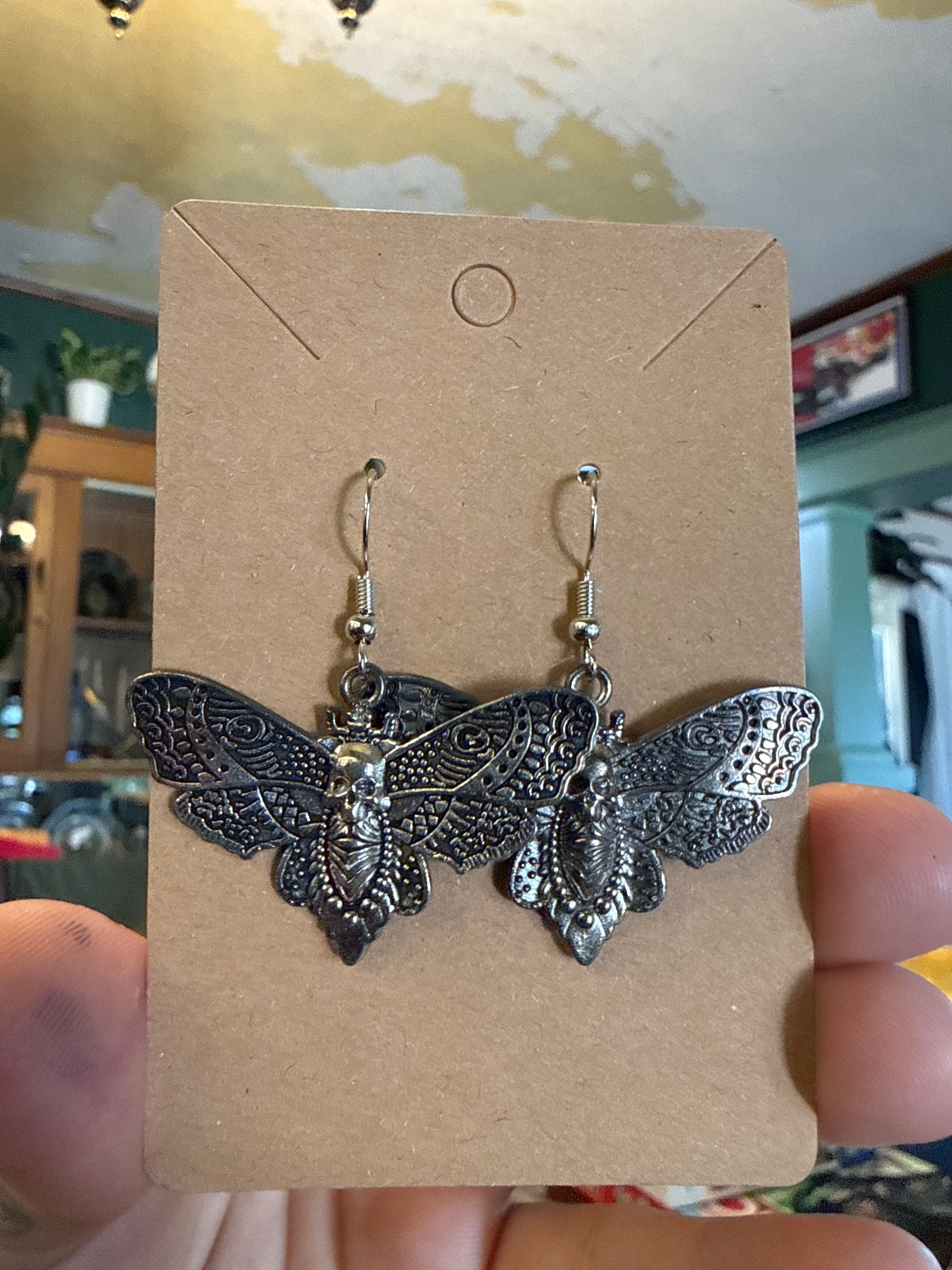 Deaths Head Moth Dangling Earrings