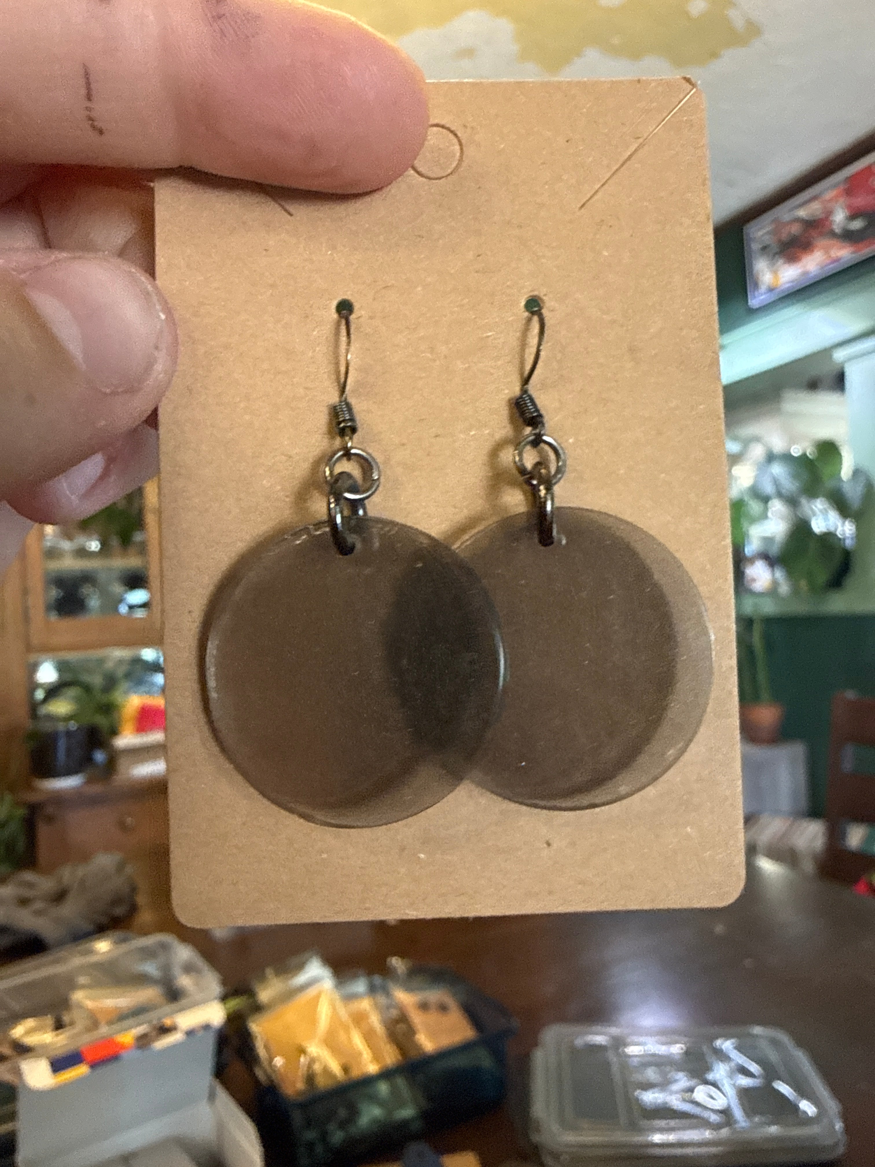 Handmade Opaque Black Dangling Earrings