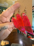 Handmade Glowing Hot Pink Resin Earrings