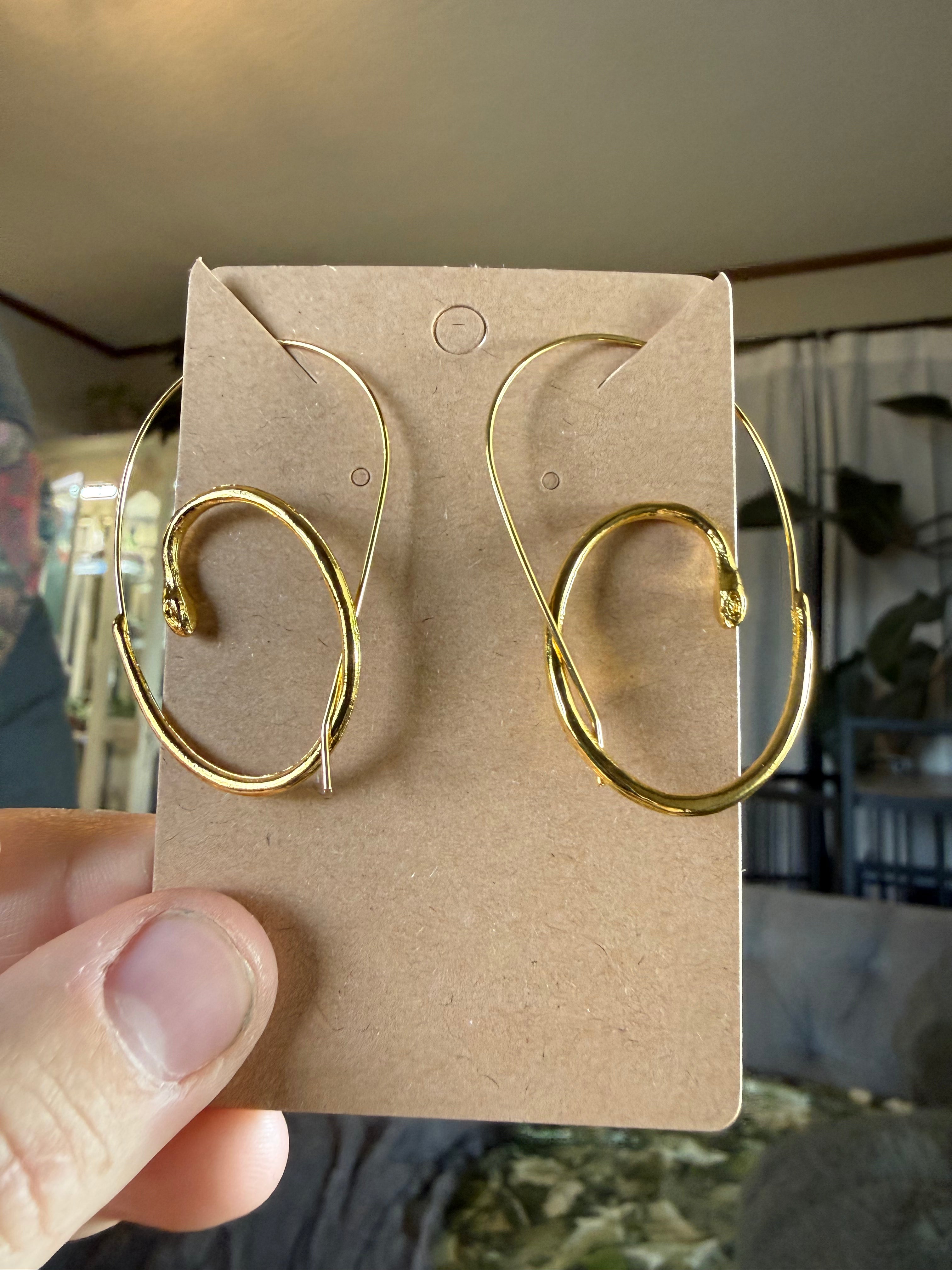 Gold Colored Snake Hoop Earrings