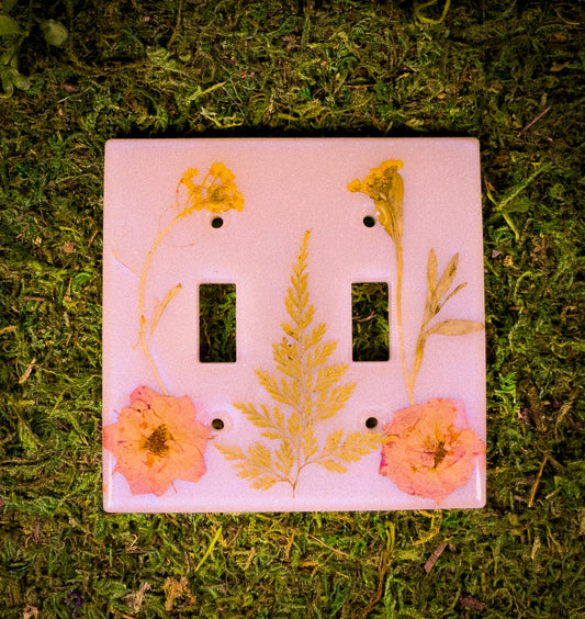 White Flower Light Switch Cover