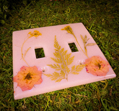 White Flower Light Switch Cover