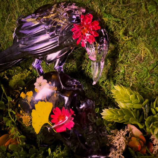 Crow and Skull Art Piece