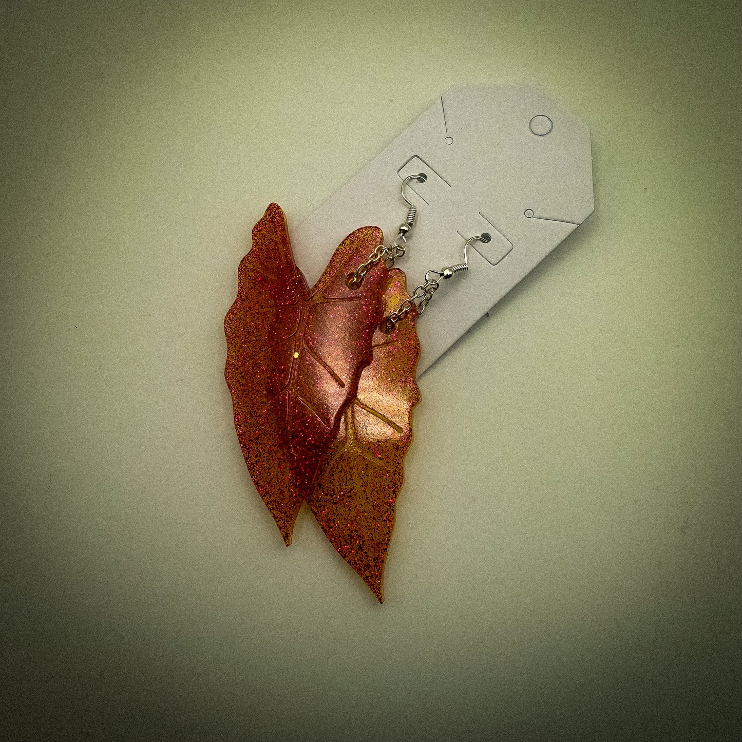 Pink Gold Leaf Earrings