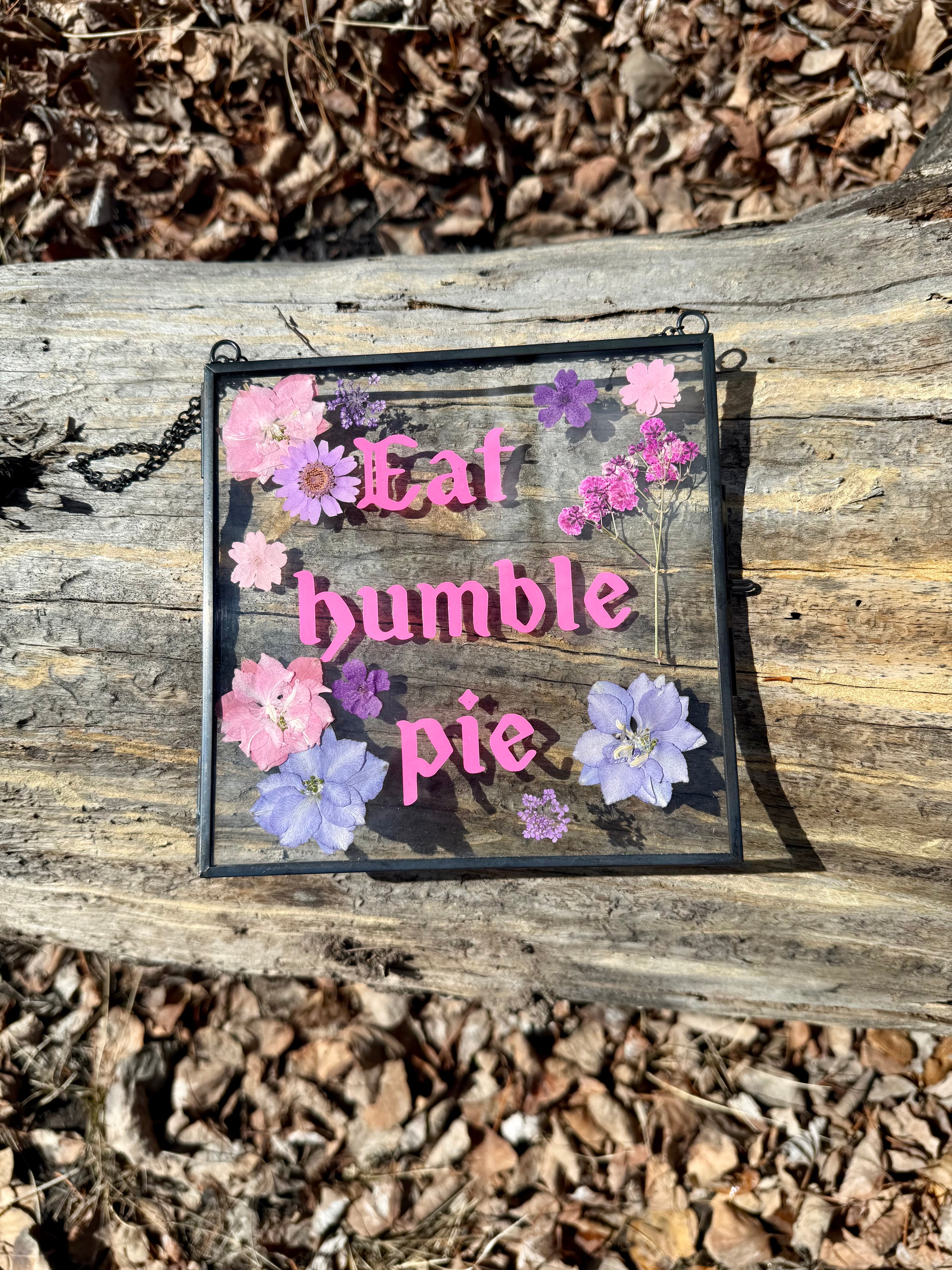 Handmade Pressed Flower Glass Wall Hanging | Botanical Wiccan Decor