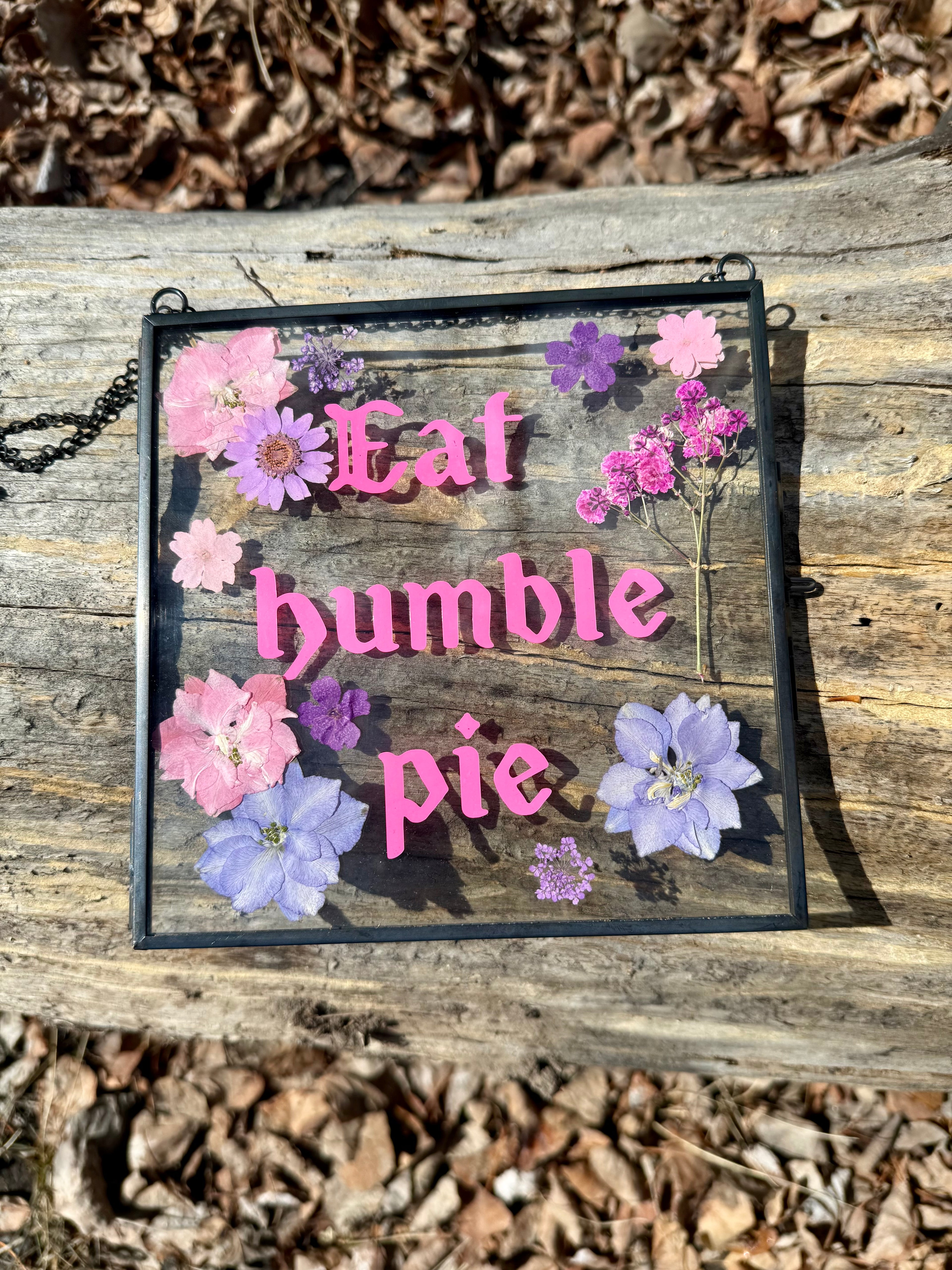 Handmade Pressed Flower Glass Wall Hanging | Botanical Wiccan Decor