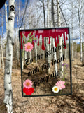Handmade Pressed Flower Glass Wall Hanging | Gothic Botanical Decor