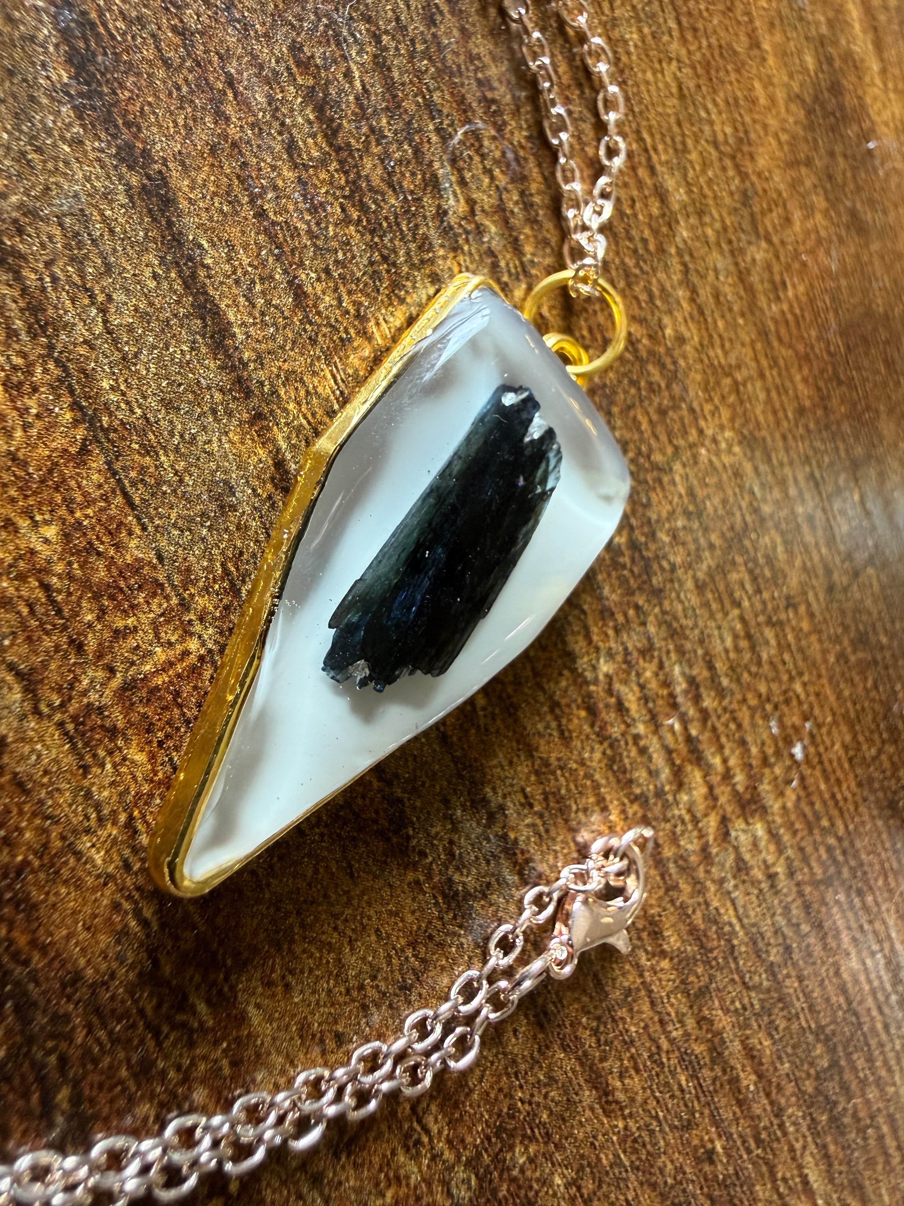 Handmade Resin Pendant with Corpse Crystal | Gothic Spiritual Necklace