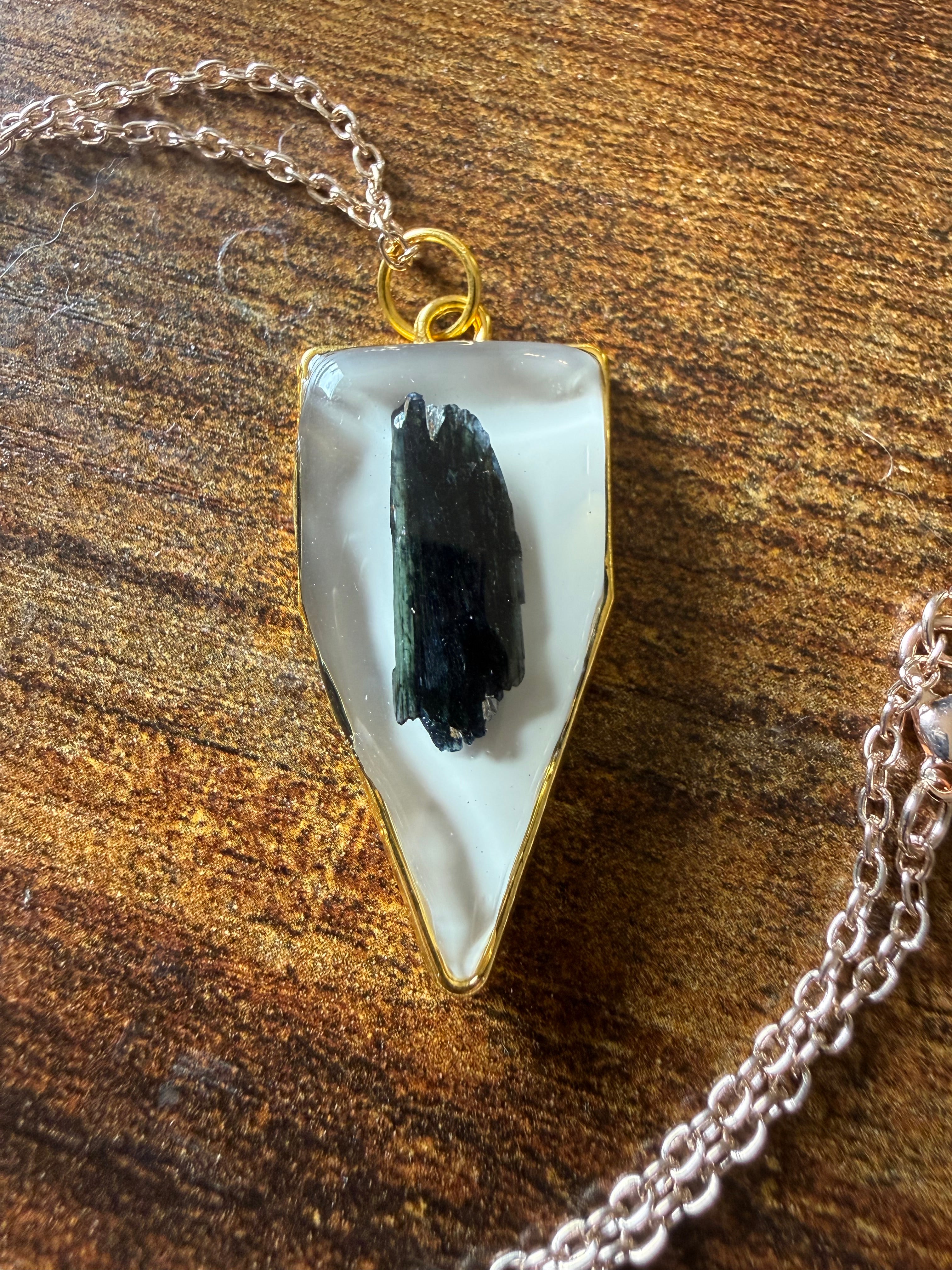 Handmade Resin Pendant with Corpse Crystal | Gothic Spiritual Necklace