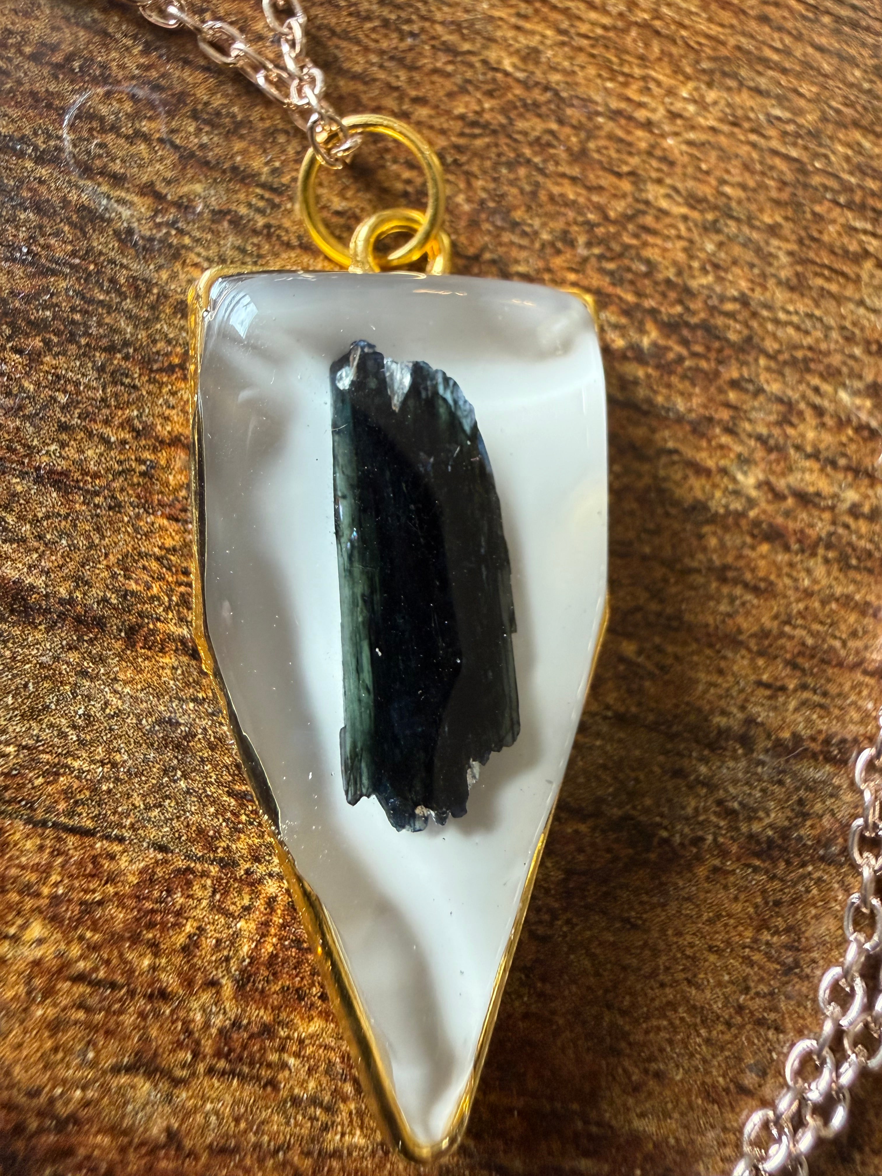 Handmade Resin Pendant with Corpse Crystal | Gothic Spiritual Necklace