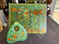 Green Botanical Ouija Board & Planchette Set with Tiger Eye Gemstone Jar