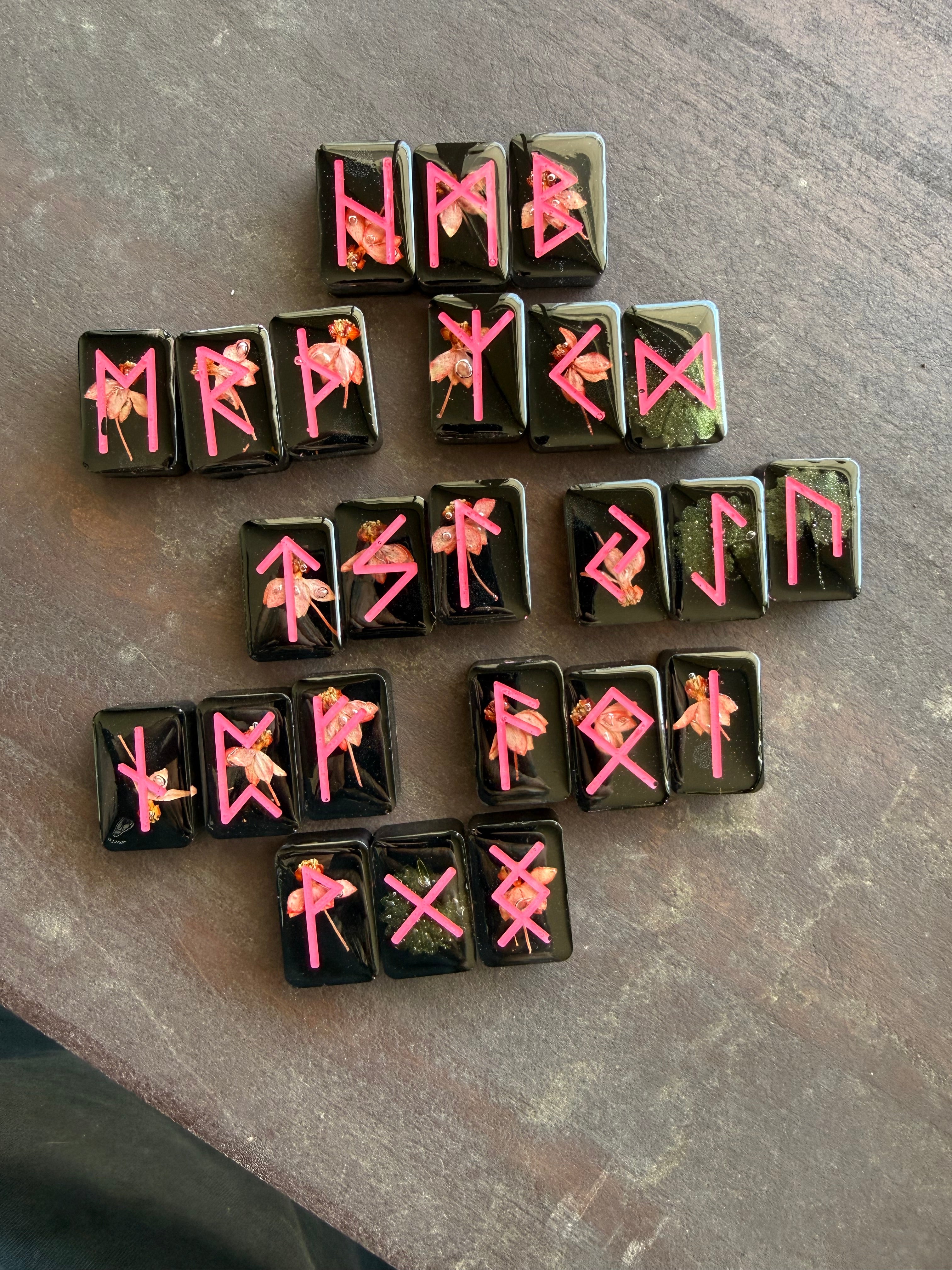 Norse Rune Set with Dried Flowers