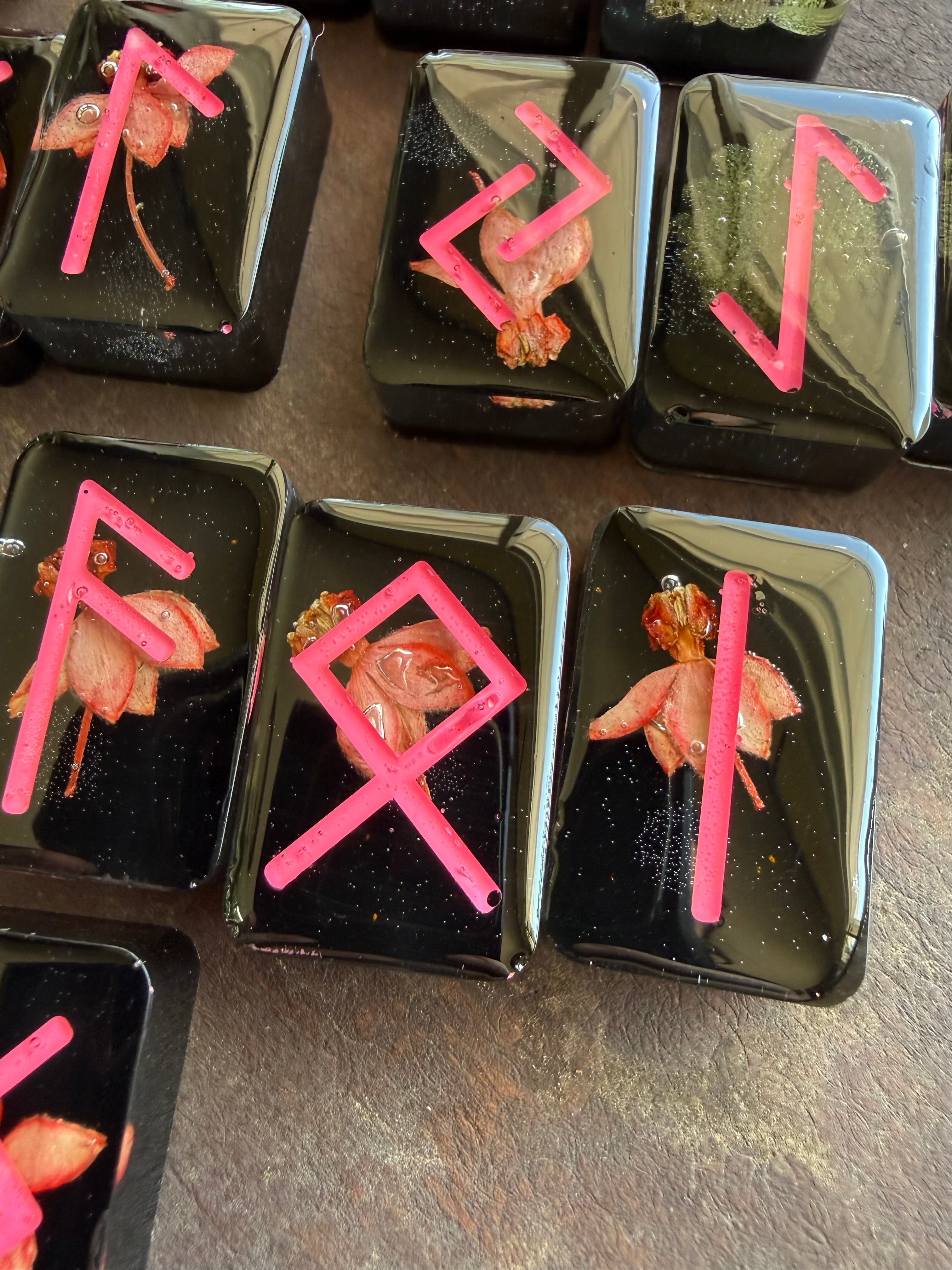 Norse Rune Set with Dried Flowers