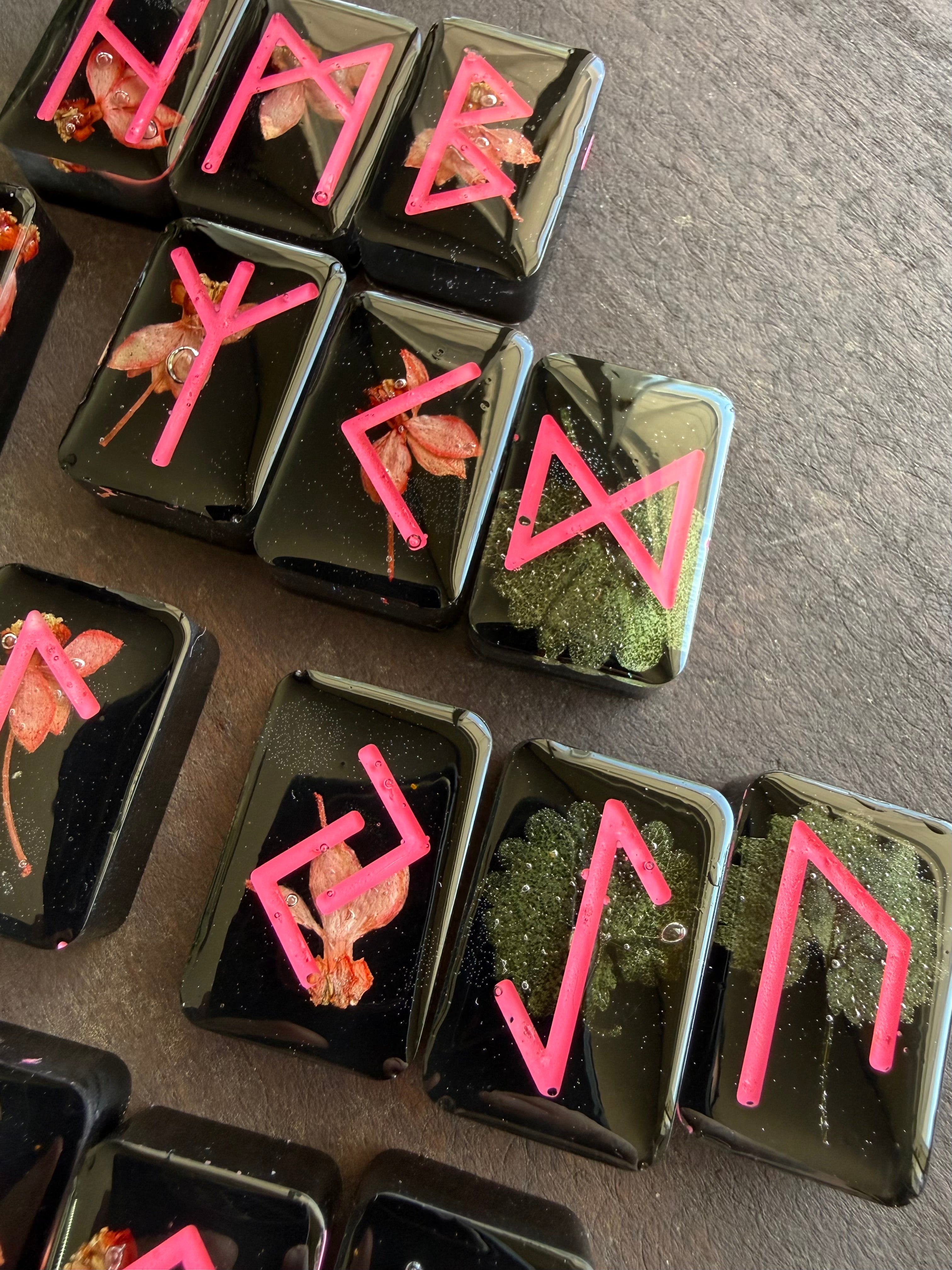 Norse Rune Set with Dried Flowers