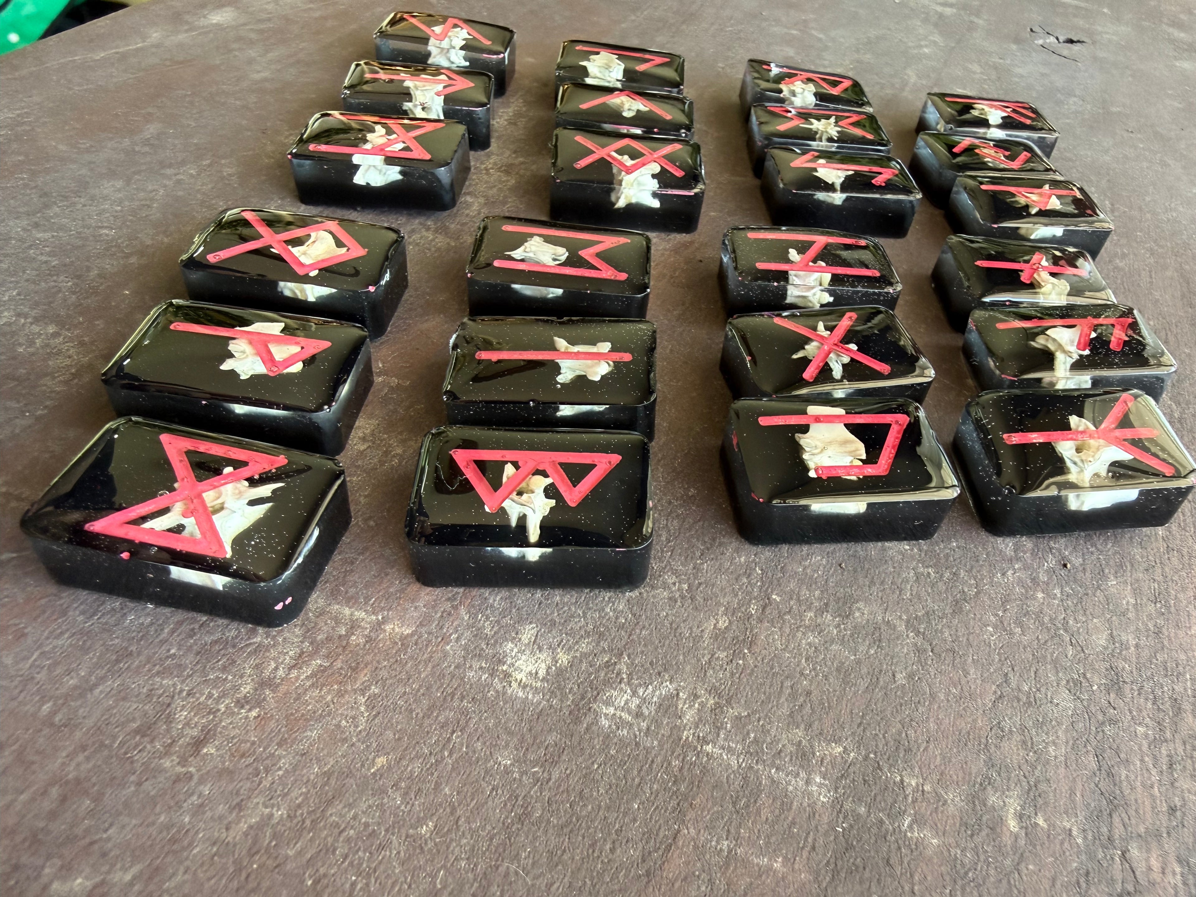 Hot Pink Norse Runes Set with Cobra Vertabrea