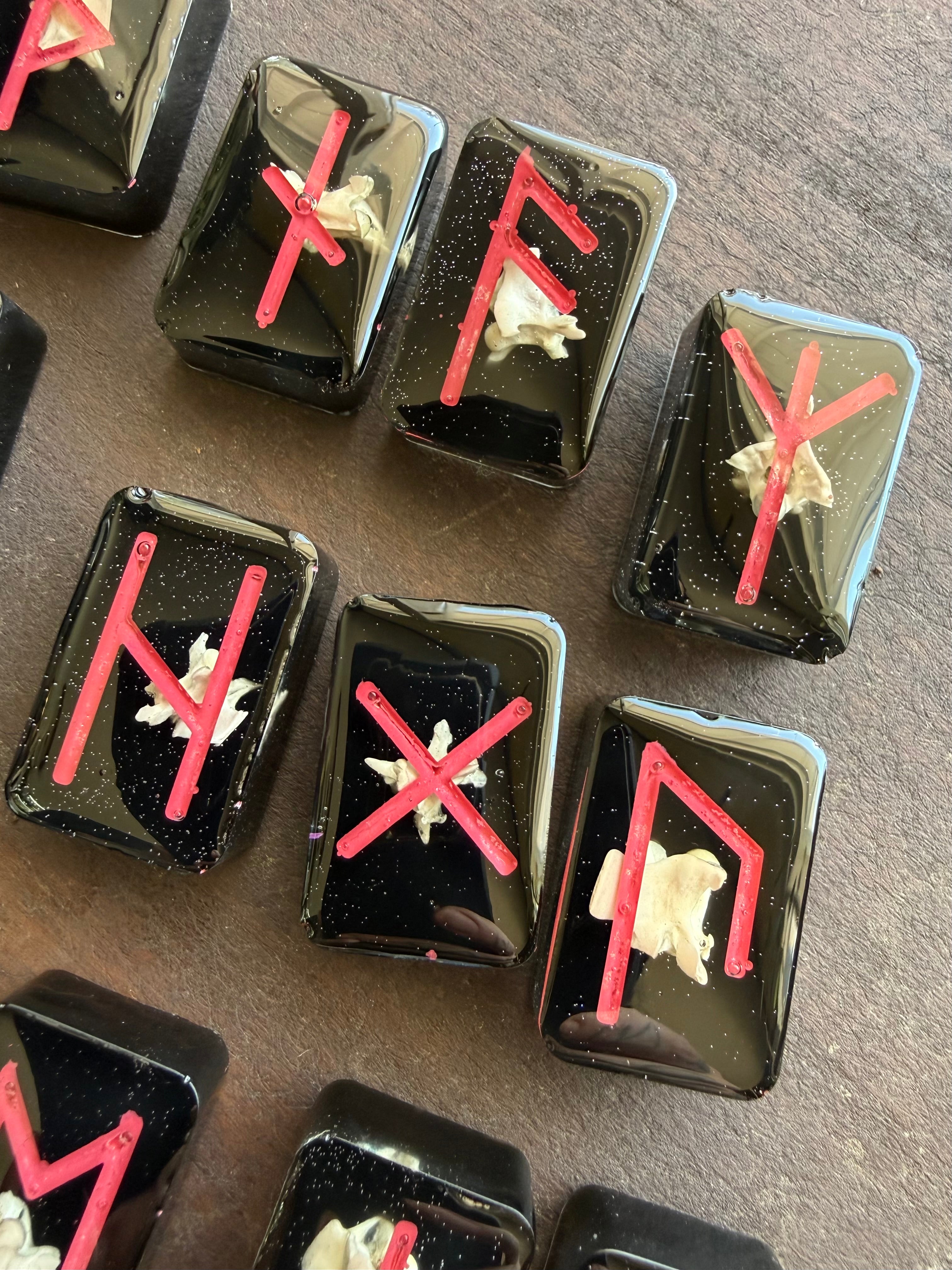 Hot Pink Norse Runes Set with Cobra Vertabrea
