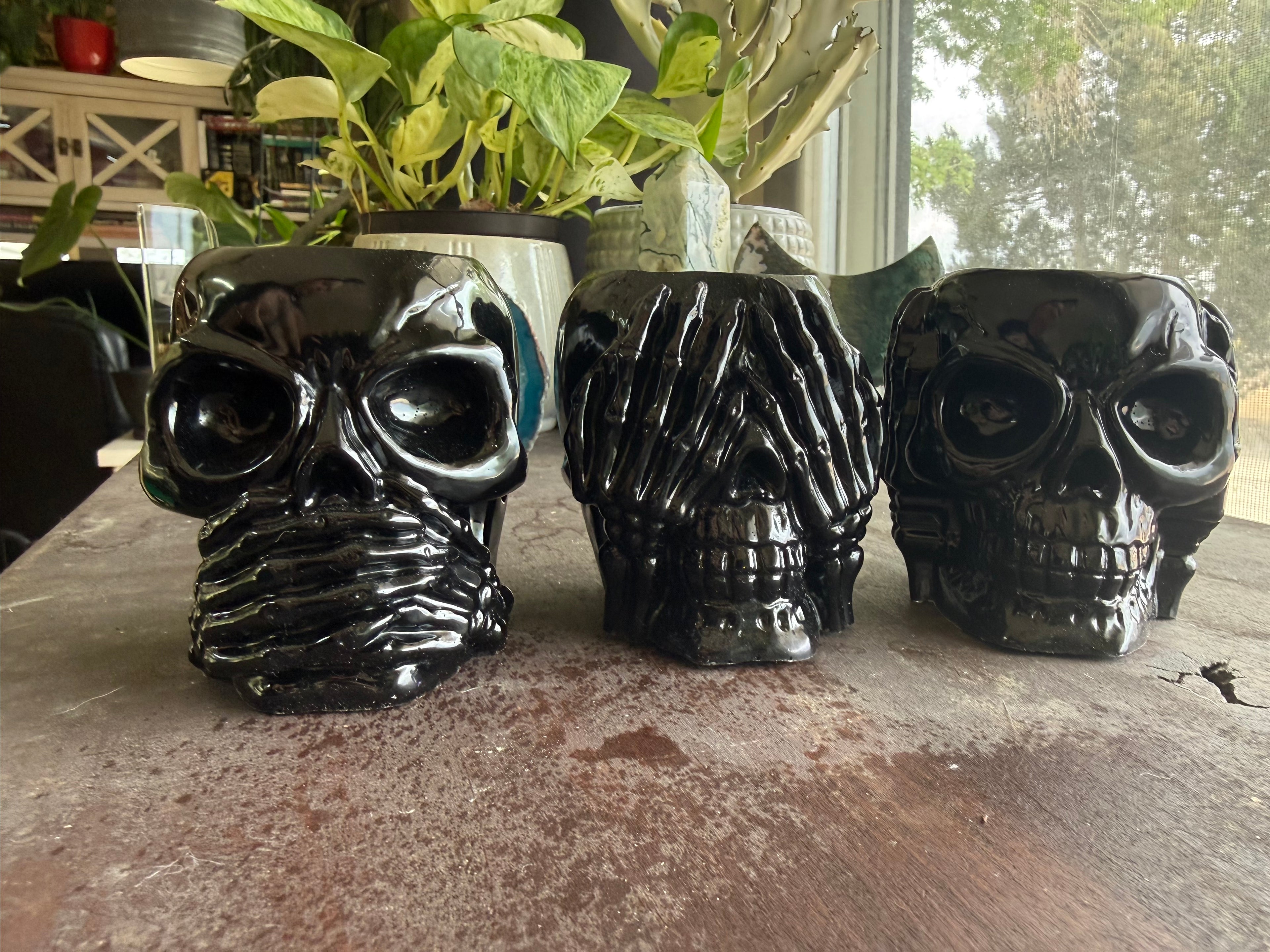Black "Hear No Evil, See No Evil, Speak No Evil" Tealight Set