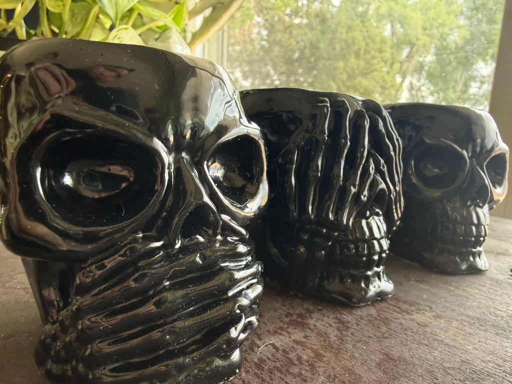 Black "Hear No Evil, See No Evil, Speak No Evil" Tealight Set
