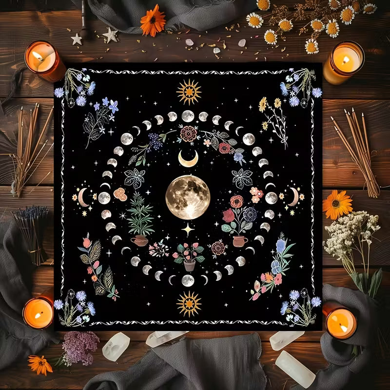 Moon Phase Flower Alter Cloth