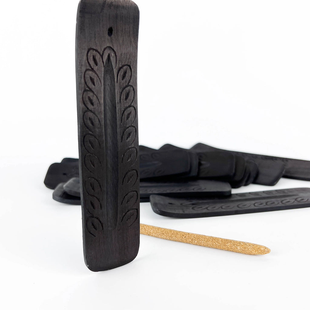 Black Carved Wood Boat Burner
