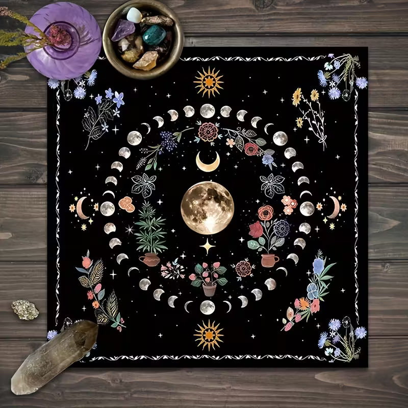 Moon Phase Flower Alter Cloth