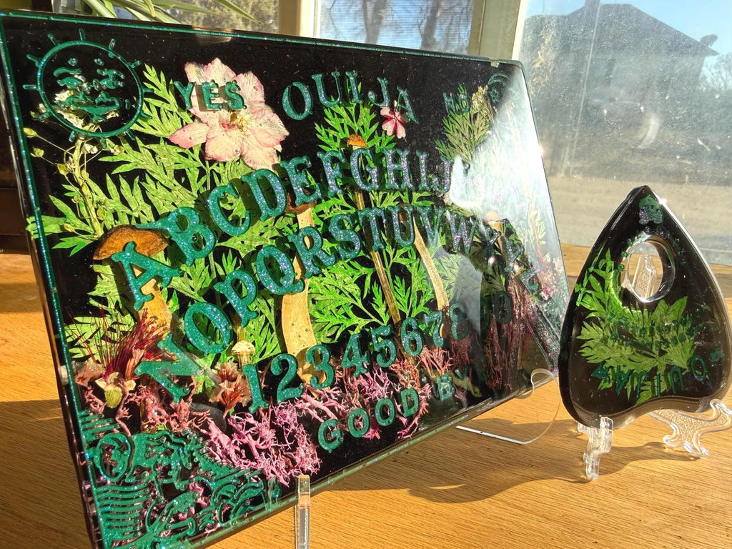 Black Dried Flowers and Mushroom Ouija Board & Planchette Set