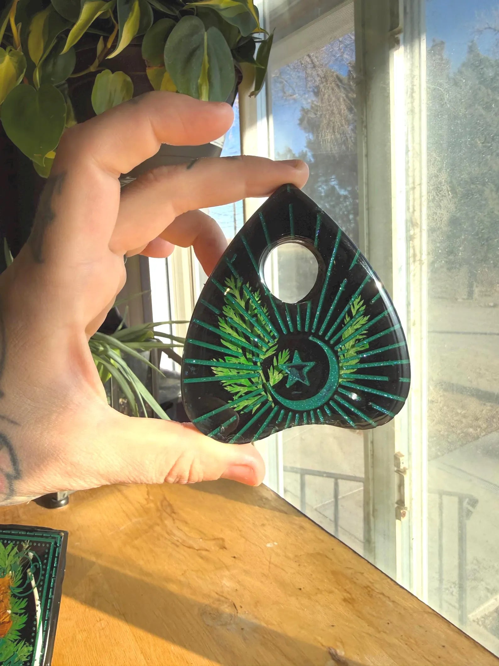 Pressed Flowers & Animal Rib Bone Ouija Board & Planchette Set