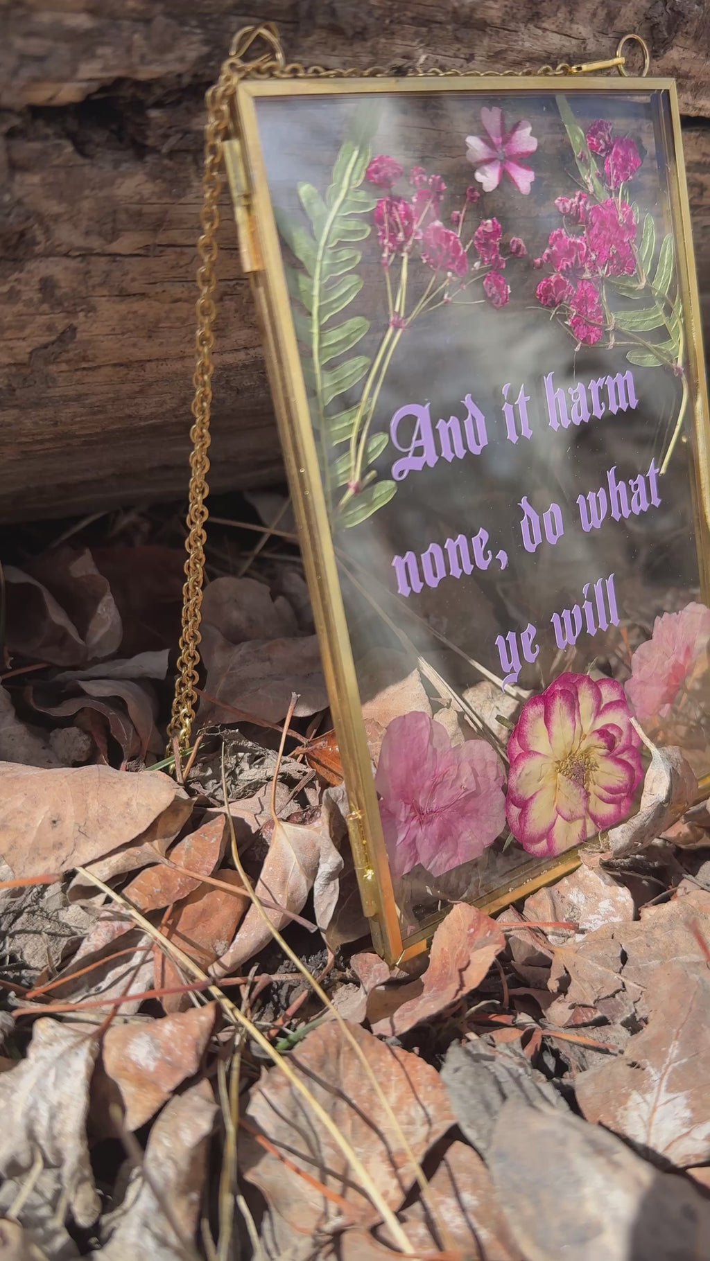 Handmade Pressed Flower Glass Wall Hanging | Botanical Wiccan Decor