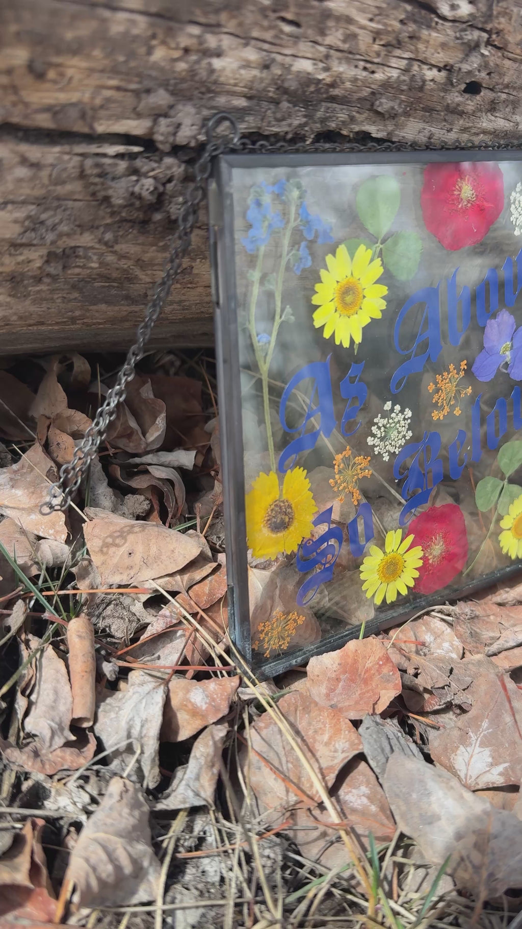 Handmade Pressed Flower Wall Hanging | "As Above So Below" Botanical Art